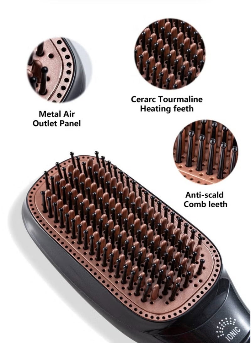مجفف شعر وفرشاة سيراميك بقوة 1200 واط، 2 في 1، احترافي، أسود/بيج، 1200 واط - Image 2